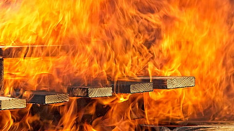 fire breaks out at wellington island, kochi