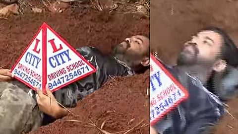 ഡ്രൈവിങ് ടെസ്റ്റ് ഗ്രൗണ്ടിൽ കുഴിയെടുത്ത് പ്രതിഷേധം