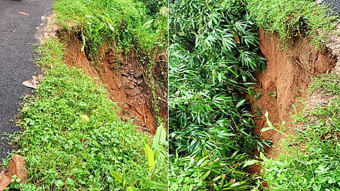 protective wall of the road collapsed in Kothamangalam due to heavy rain