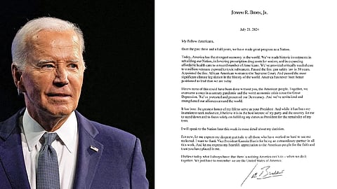 Letter posted by Joe Biden in X