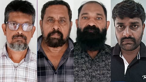 4 people were arrested for breaking the wall of the neighbors house with jcb 