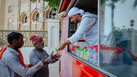 A million bottles of water as a fountain of mercy in the scorching heat