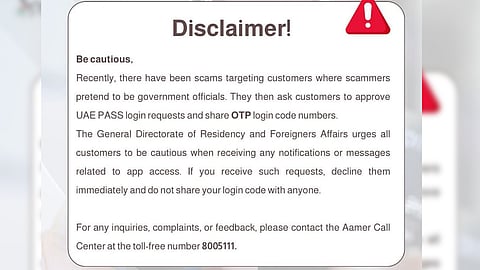 Dubai Immigration warns against UAE pass login code scams