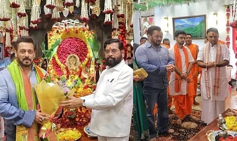 സൽമാൻ ഖാൻ ഗണേശ വിഗ്രഹത്തിന് മുമ്പിൽ കൈകൂപ്പി നിൽക്കുന്നതിന്‍റേത് അടക്കം നിരവധി ചിത്രങ്ങൾ മുഖ്യമന്ത്രി സമൂഹ മാധ്യമത്തിൽ പങ്കു​വെച്ചു