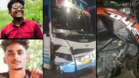 kallada bus and bike collide in thodupuzha young man died total two death