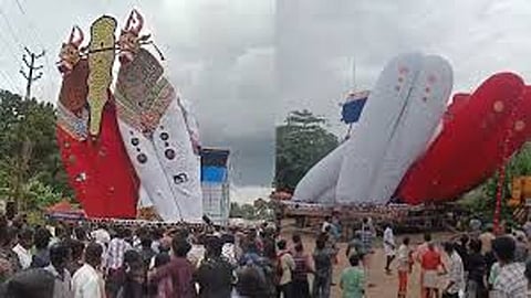 72-feet tall bull fell to the ground in Kollam