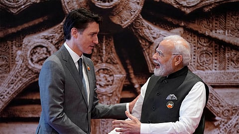 Canadian Prime Minister Justin Trudeau with his Indian counterpart Narendra Modi