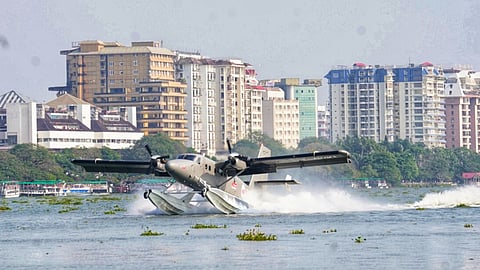 Seaplane lands at Kochi Palace waterdrome
