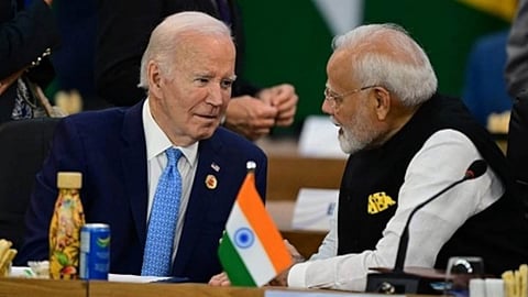 US President Joe Biden with Indian Prime Minister Narendra Modi at G20 venue in Brazil