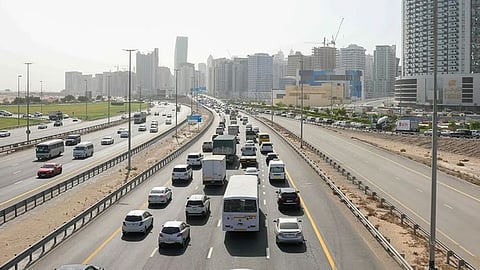 Lane closure on Al Khail Road due to fallen ceramic tiles