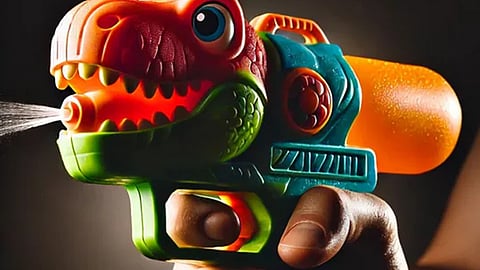 Robber  uses dinosaur water gun to rob bank