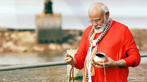 Prime Minister Narendra Modi during Ganga Snan at Prayagraj Maha Kumbh Mela