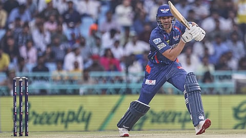 Lucknow Super Giants opener Aiden Markram bats against Gujarat Giants