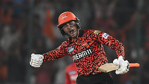 SRH opener Abhishek Sharma celebrates his century against PBKS in IPL 2025