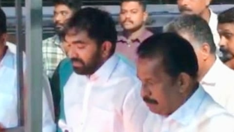 Kovalam MLA M Vincent at Oommen Chandy's Puthuppally constituency on Vizhinjam Port commissioning day