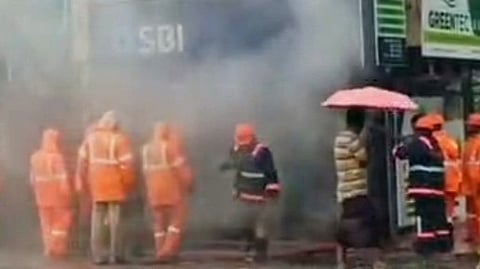 ATM catches fire in Kottayam