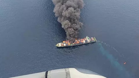 cargo ship fire accident 4 missing staff 