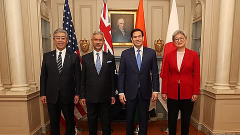 Australian Foreign Minister Penny Wongyu, Indian External Affairs Minister S. Jaishankar, US Secretary of State Marco Rubio, and Japanese Foreign Minister Takeshi Iwaya