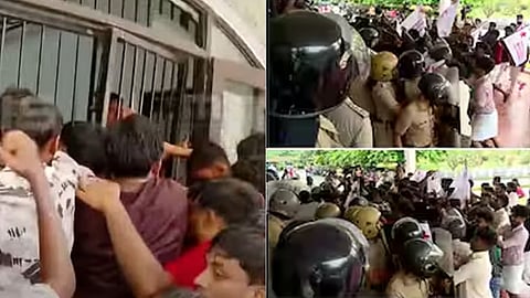 sfi march against kerala governor at kannur and kozhikode