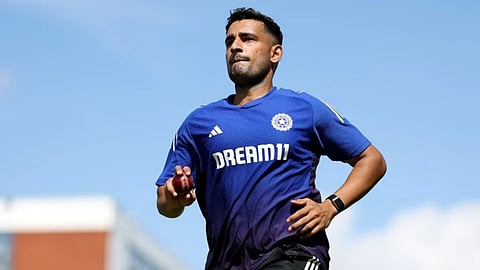 Anshul Kamboj during practice ahead of India vs England 4th cricket test