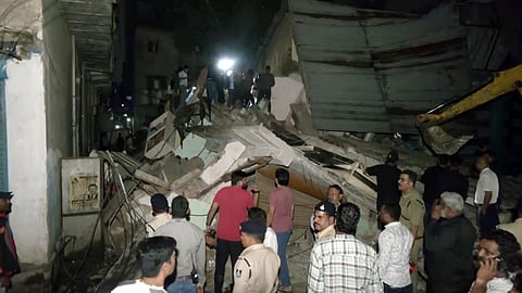 three storey building collapses in Indore