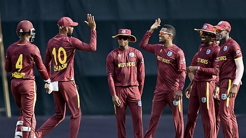 west indies create world record by bowling 50 over spin in odi