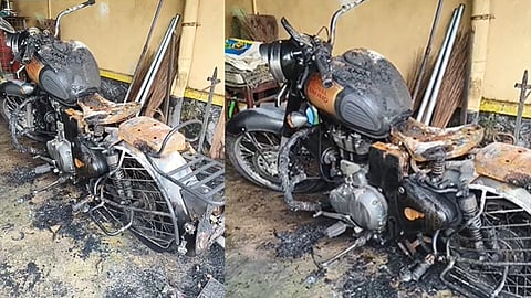 Police officer’s Bullet bike torched, threat letter found