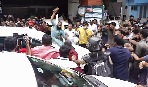 When protesters attacked vehicles carrying ED officials returning from the raid on Pinarayi Vijayan's house