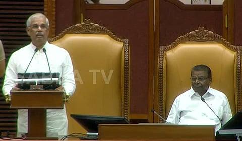 Governor Rajendra Vishwanath Arlekar delivers the first policy speech of the UDF government