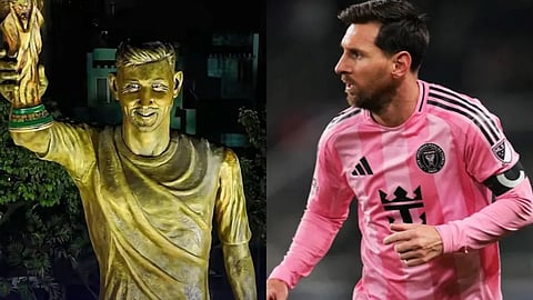 70 foot statue of lionel messi taken down due to safety concerns