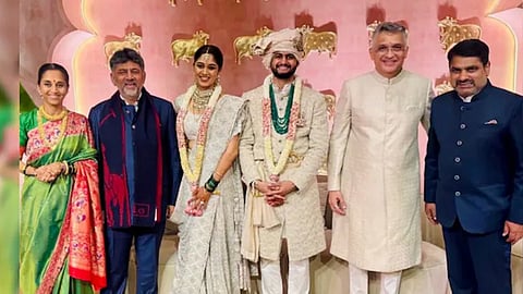 Karnataka Chief Minister D.K. Shivakumar at the wedding ceremony of Supriya Sule's daughter Revathi Sule