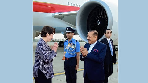 Union Minister of State Jitendra Singh receives Japanese Prime Minister Sane Takaichi