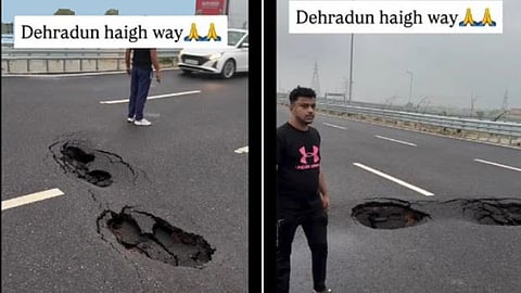 Potholes formed on the Delhi-Dehradun Expressway