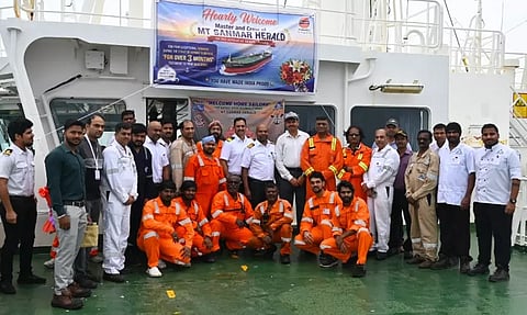 "MT Sanmar Herald received a warm welcome at Paradip Port in Odisha"
