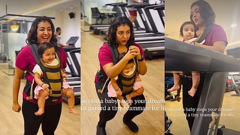Durga Krishna’s gym workout with baby goes viral