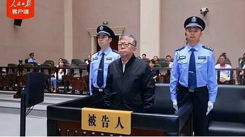 Former Chinese official Yang Yulin, convicted in a corruption case, in court