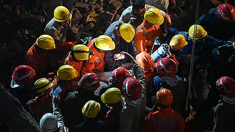 The National Disaster Response Force conducting rescue operations