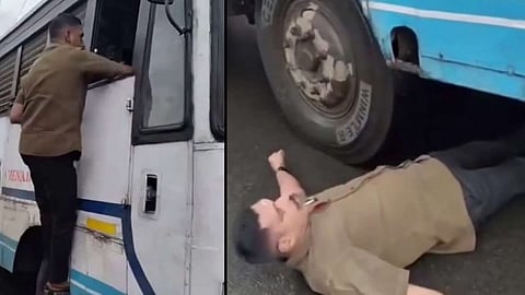 private-bus-owner-dramatic-protest-against-ksrtc-priyadarshini