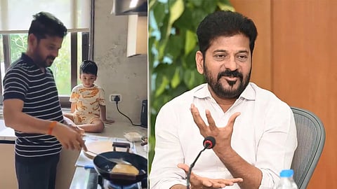 Chief Minister makes puri for grandchild; Revanth Reddy shares video | Video