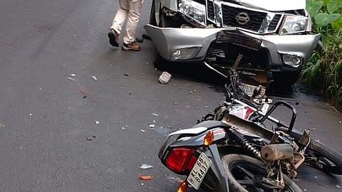 Motorcyclist critically injured in collision between car and bike