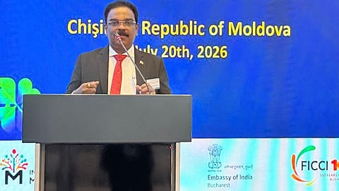 Dr. Sureshkumar Madhusoodanan presents India-Moldova trade and investment opportunities during the President's official visit
