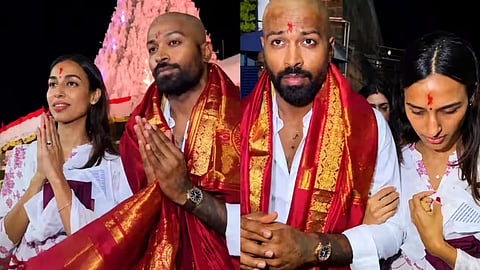 hardik pandya and his girlfriend mahieka sharma visits tirupati temple