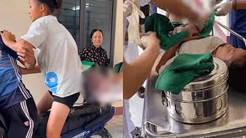 vietnam woman gives birth on motorbike hospital entrance