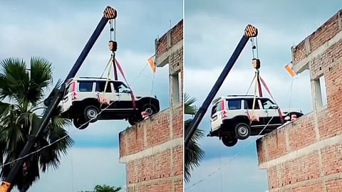 Fearing theft, owner parks Scorpio safely on the roof