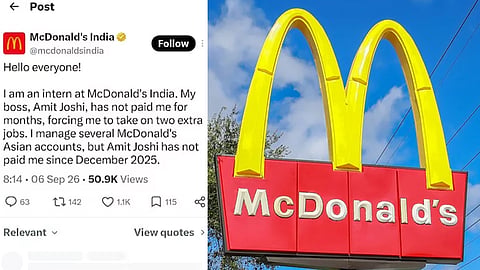 McDonald's India X account posts intern's unpaid salary claim