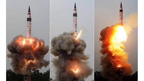 Agni-V, an intercontinental ballistic missile developed by DRDO.