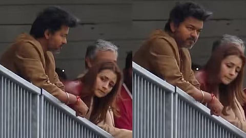 
When Vijay and Trisha arrived at Silverstone in the UK to watch a race.