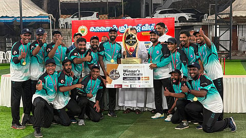 Ekam of the Angamaly Archdiocese, winners of the Kathanar Cricket League title.