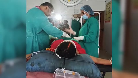 With the power out, doctors performed a C-section using the light from mobile phones and a torch
