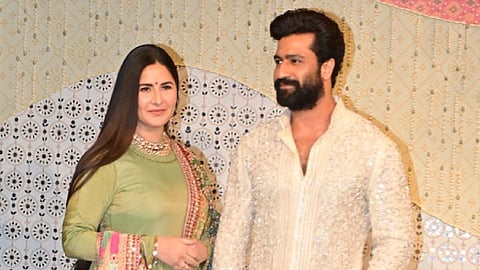 Katrina Kaif in a new look, with husband Vicky Kaushal nearby